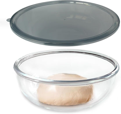 Large Glass Mixing Bowl with Lid,6.3 Quart Thickened Bowl Edges