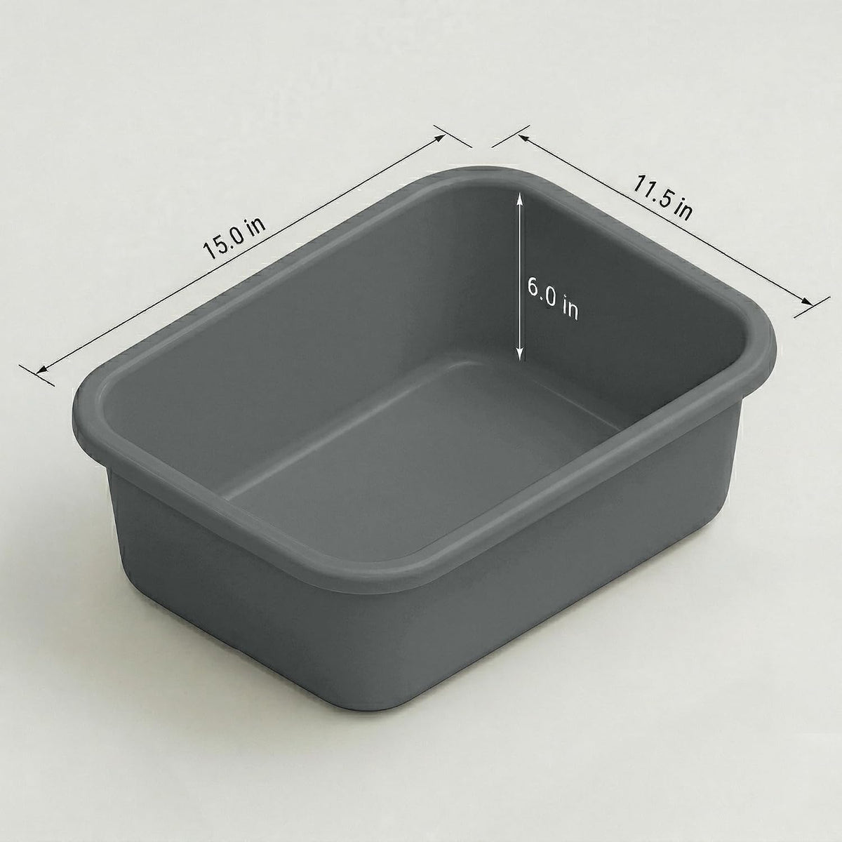 2 Plastic Wash Basins, Large 10 Quart Graduated Bucket, Portable Washbasin for Washing, Cleaning, Foot Bath, Dishes, Face Cleansing Bowl, Gray (2 Pack)