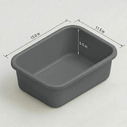 2 Plastic Wash Basins, Large 10 Quart Graduated Bucket, Portable Washbasin for Washing, Cleaning, Foot Bath, Dishes, Face Cleansing Bowl, Gray (2 Pack)