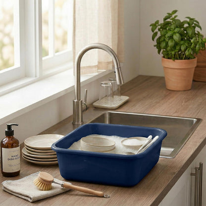 2 Plastic Wash Basins, Large 10 Quart Graduated Bucket, Portable Washbasin for Washing, Cleaning, Foot Bath, Dishes, Face Cleansing Bowl, Gray (2 Pack)