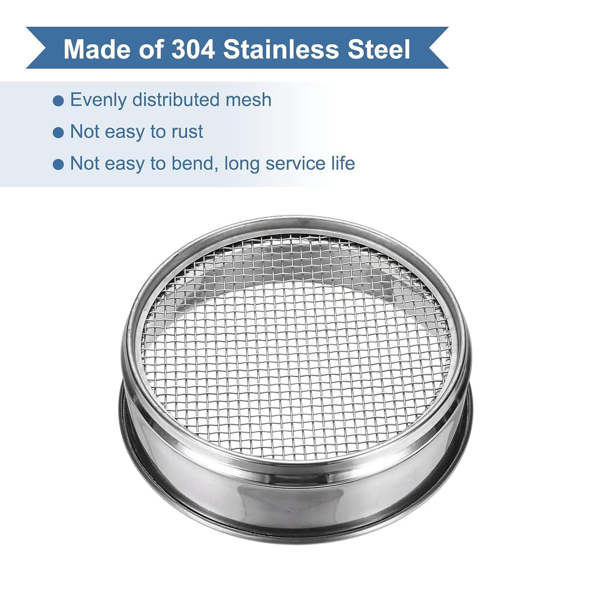 220 Mesh(0.0385mm) Lab Sieve, 5.9"(15cm) Diameter Sifting Screen 304 Stainless Steel Wire Cloth Fine Mesh Sieve for Industrial Laboratory Home Soil Sifter Dry Sift Screens Hash - Colors B