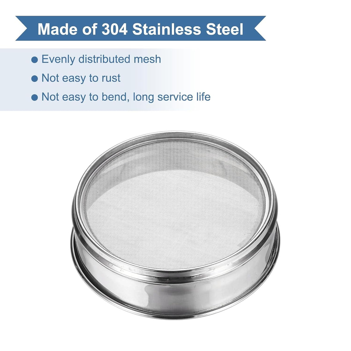220 Mesh(0.0385mm) Lab Sieve, 5.9"(15cm) Diameter Sifting Screen 304 Stainless Steel Wire Cloth Fine Mesh Sieve for Industrial Laboratory Home Soil Sifter Dry Sift Screens Hash - Colors B