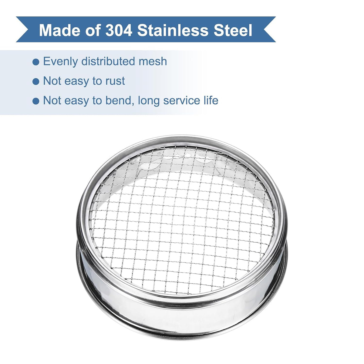 220 Mesh(0.0385mm) Lab Sieve, 5.9"(15cm) Diameter Sifting Screen 304 Stainless Steel Wire Cloth Fine Mesh Sieve for Industrial Laboratory Home Soil Sifter Dry Sift Screens Hash - Colors A
