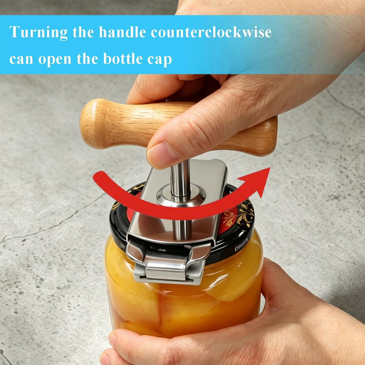 Jar Opener for Seniors with Arthritis & Weak Hands, Easy Twist Jar Openers, Adjustable Multifunctional Jar Lid Opener, Jar Bottle Cap Opener Gripper, Useful Gifts for Elderly/Women/Men (Wood Handle)