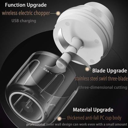 Electric Mini Food Chopper,250ML Portable Garlic Chopper with USB Charging Function, Mini Food Slicer for Onion Vegetables Chili Ginger Meat Nuts Fruits Salad (Green)