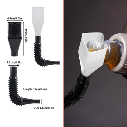 10 Pcs Automotive Funnels Set Wide Mouth Fuel Plastic Long Neck | Flexible Right Angle, Detachable Spout Filter, Water Gasoline Coolant Engine Oil