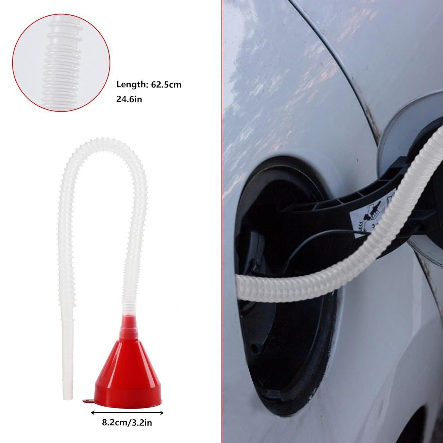 10 Pcs Automotive Funnels Set Wide Mouth Fuel Plastic Long Neck | Flexible Right Angle, Detachable Spout Filter, Water Gasoline Coolant Engine Oil