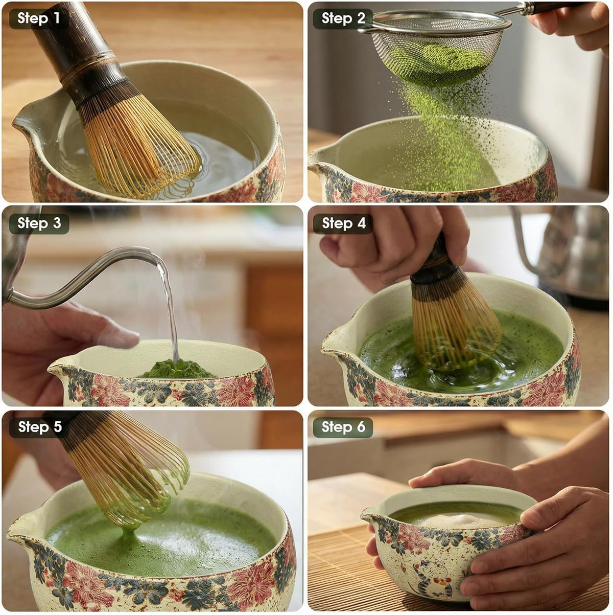 Matcha Set, 7-Piece Matcha Whisk Set with Bowl & 100-Prong Whisk