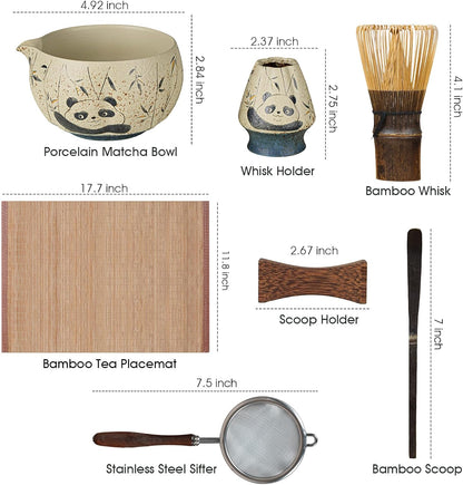Matcha Set, 7-Piece Matcha Whisk Set with Bowl & 100-Prong Whisk