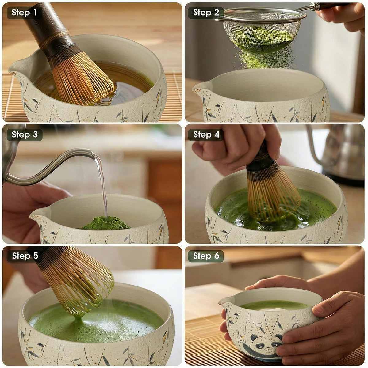 Matcha Set, 7-Piece Matcha Whisk Set with Bowl & 100-Prong Whisk