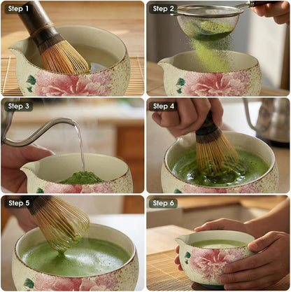 Matcha Set, 7-Piece Matcha Whisk Set with Bowl & 100-Prong Whisk