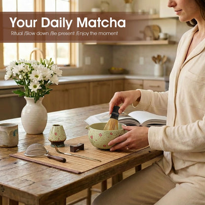 Matcha Set, 7-Piece Matcha Whisk Set with Bowl & 100-Prong Whisk