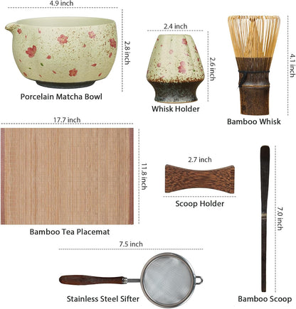 Matcha Set, 7-Piece Matcha Whisk Set with Bowl & 100-Prong Whisk