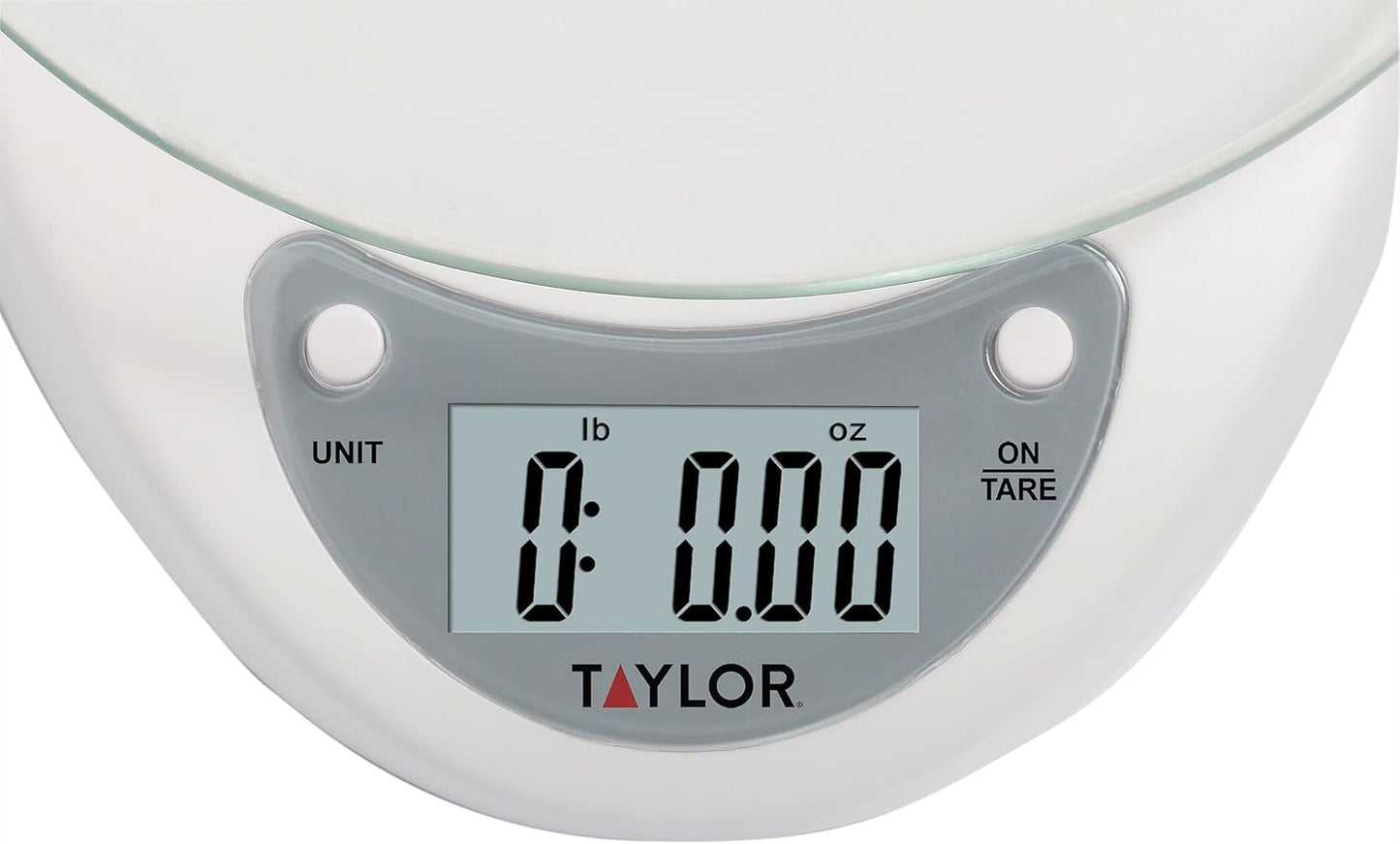 Digital Kitchen Scale with Glass Platform, Tare Button, and Plastic Body Weighs up to 11 Pounds Capacity, White