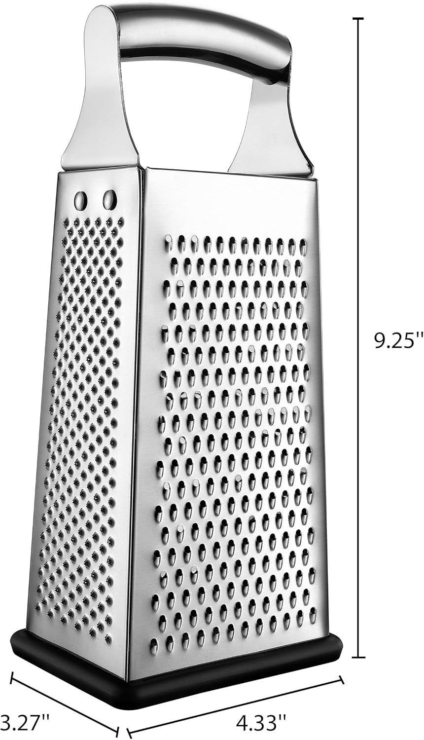 Stainless Steel Cheese Grater, Large Box Grater for Kitchen