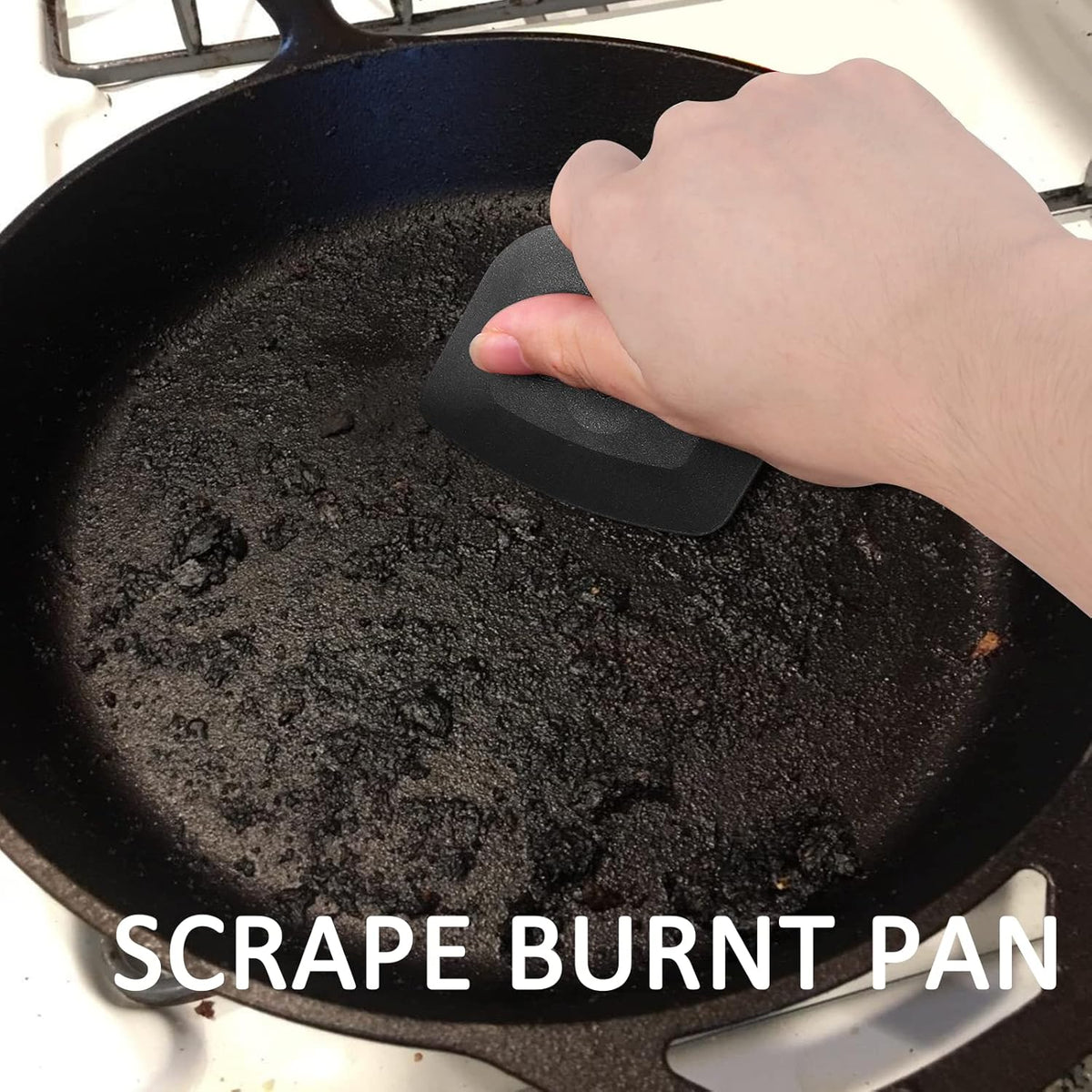 Pan Scraper Dish Scraper Food Scraper Tool Plastic Pot Scraper Kitchen Scraper Grease Scraper Cast Iron Skillet Pan Scraper Tool for Cleaning (3 Pcs, Red)