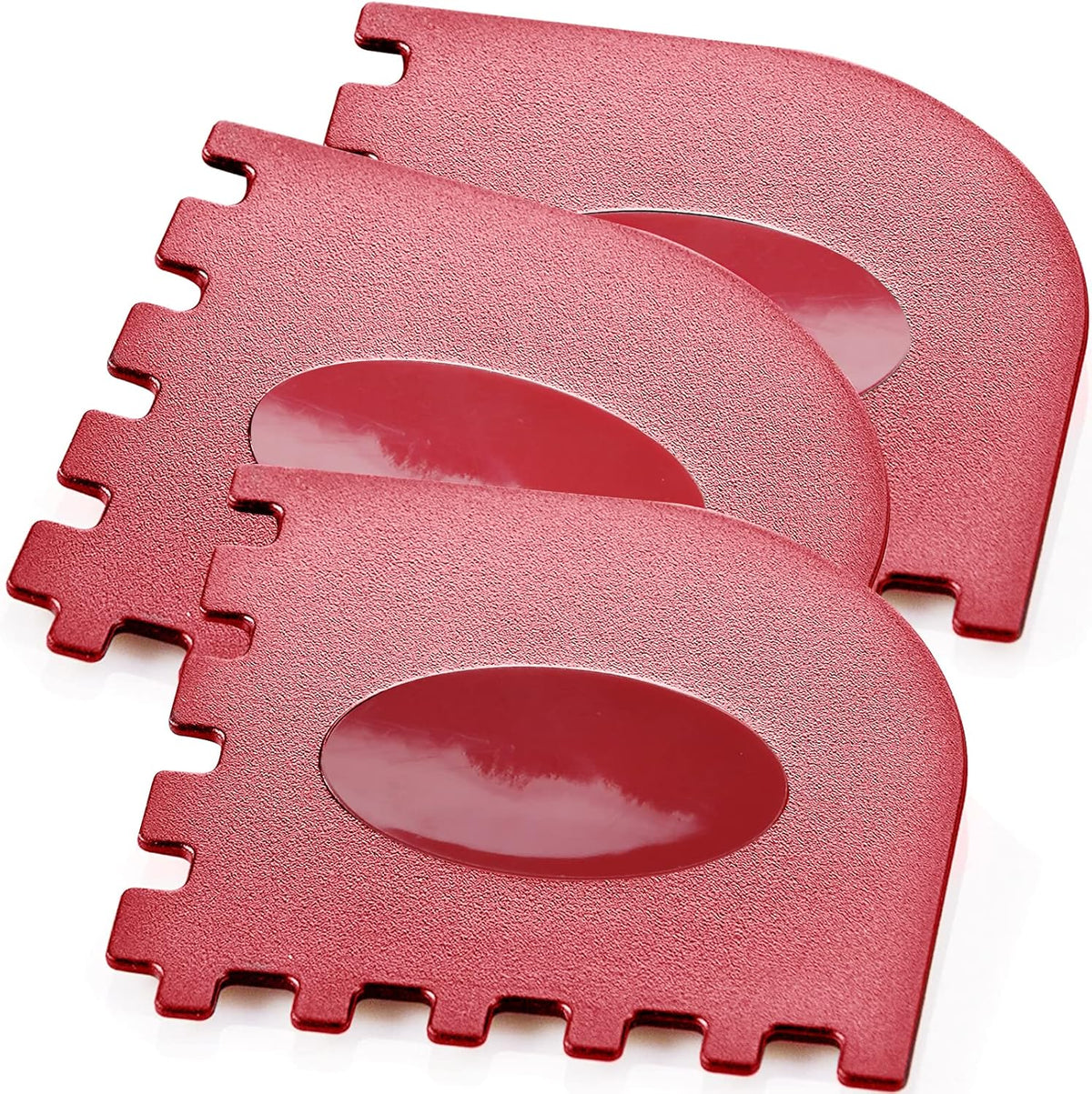 Pan Scraper Dish Scraper Food Scraper Tool Plastic Pot Scraper Kitchen Scraper Grease Scraper Cast Iron Skillet Pan Scraper Tool for Cleaning (3 Pcs, Red)