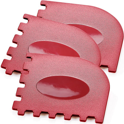 Pan Scraper Dish Scraper Food Scraper Tool Plastic Pot Scraper Kitchen Scraper Grease Scraper Cast Iron Skillet Pan Scraper Tool for Cleaning (3 Pcs, Red)