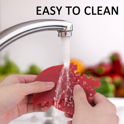 Pan Scraper Dish Scraper Food Scraper Tool Plastic Pot Scraper Kitchen Scraper Grease Scraper Cast Iron Skillet Pan Scraper Tool for Cleaning (3 Pcs, Red)
