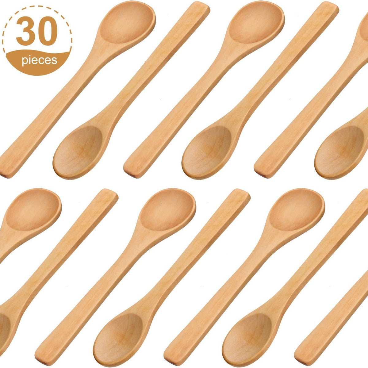30 Pcs Small Wooden Spoons, 5.12'' L, Light Brown
