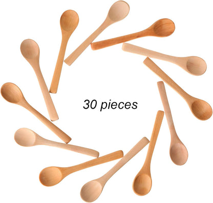 30 Pcs Small Wooden Spoons, 5.12'' L, Light Brown
