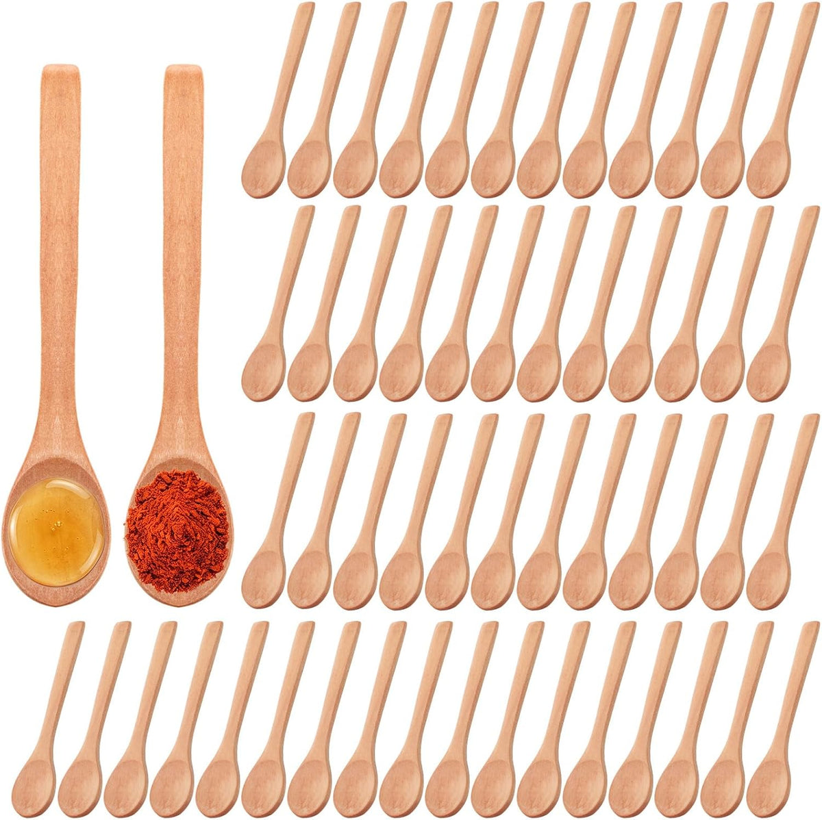 30 Pcs Small Wooden Spoons, 5.12'' L, Light Brown