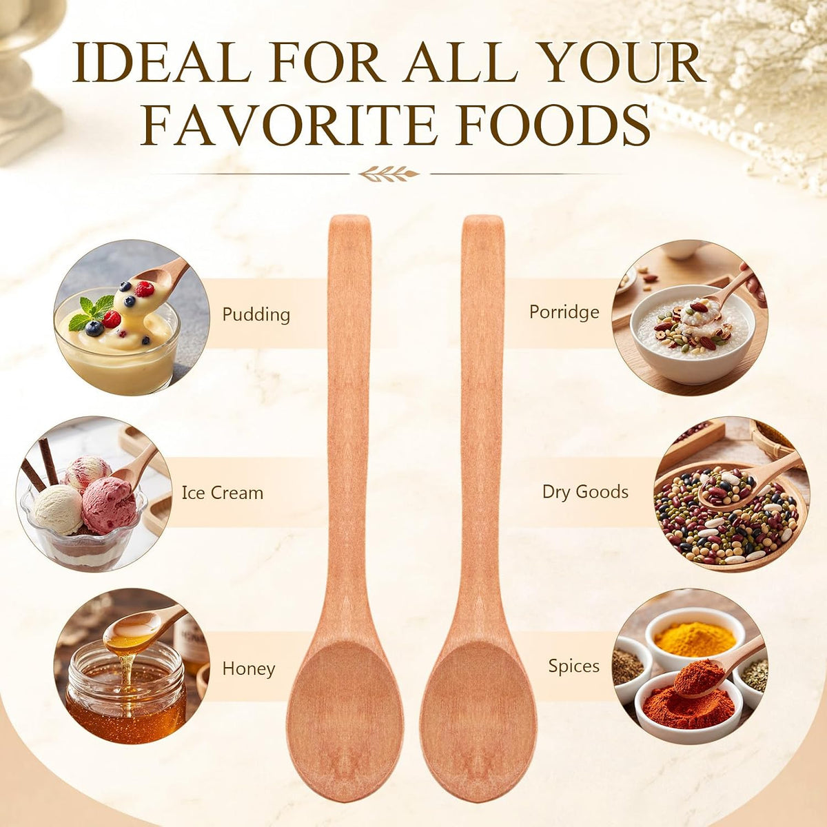 30 Pcs Small Wooden Spoons, 5.12'' L, Light Brown
