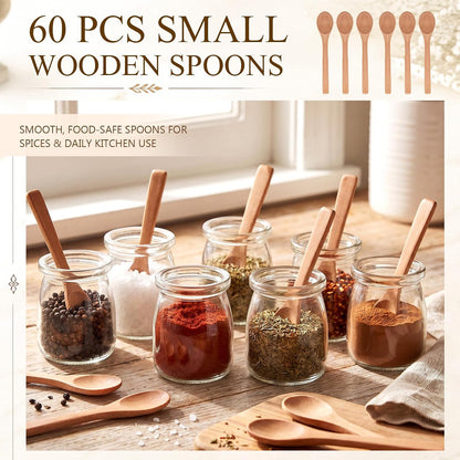 30 Pcs Small Wooden Spoons, 5.12'' L, Light Brown