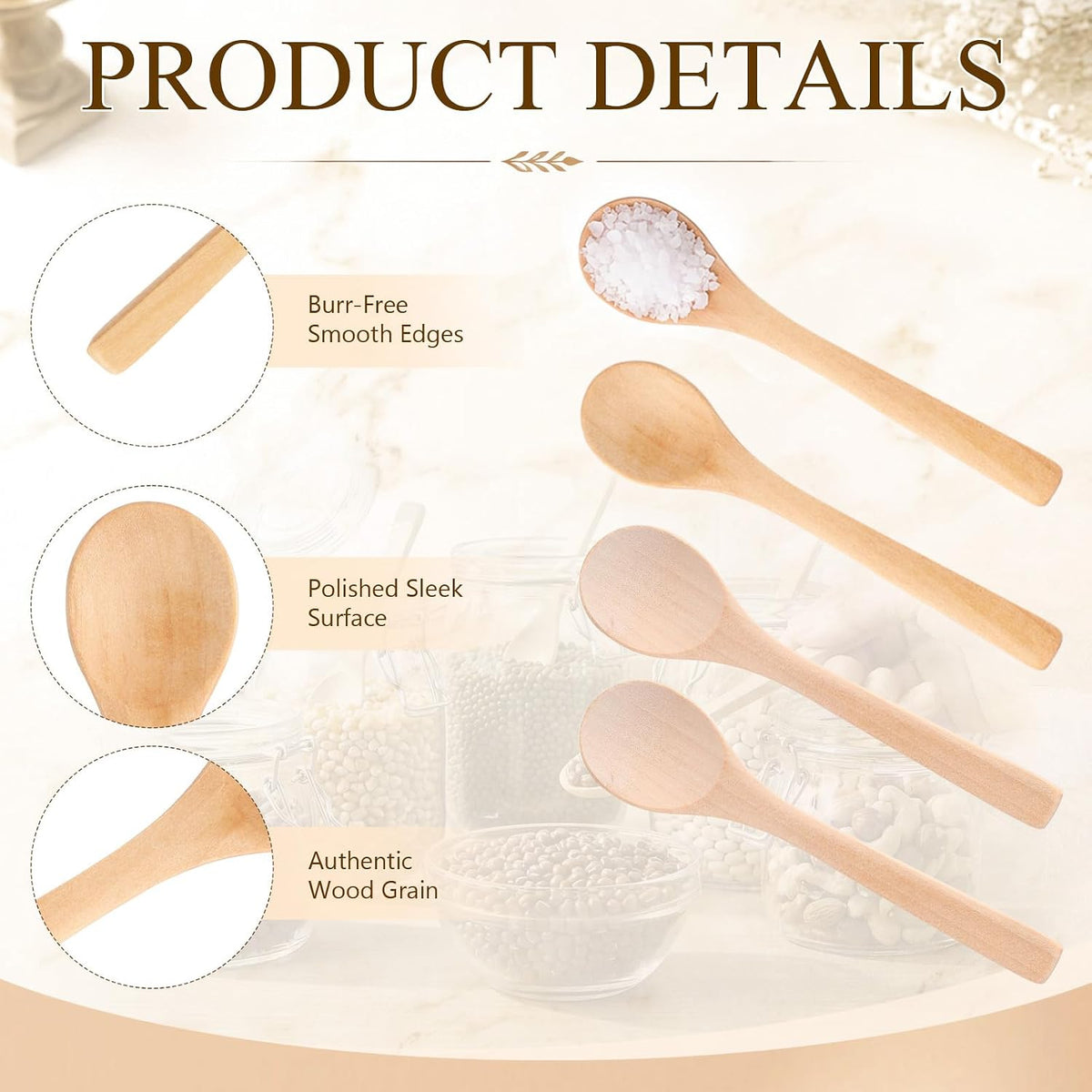 30 Pcs Small Wooden Spoons, 5.12'' L, Light Brown