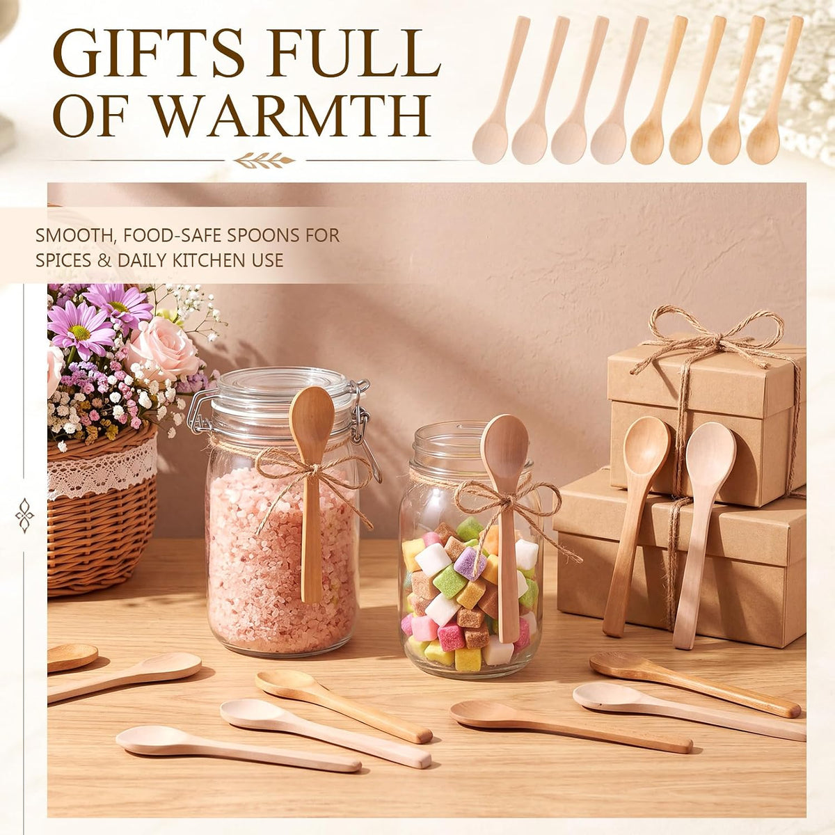 30 Pcs Small Wooden Spoons, 5.12'' L, Light Brown