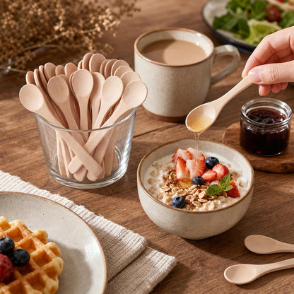 30 Pcs Small Wooden Spoons, 5.12'' L, Light Brown