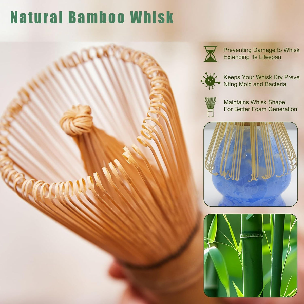 Matcha Whisk Set, Ceramic Matcha Set, Matcha Bowl with Spout and Whisk,8 pcs Matcha Tea Kit for Matcha Lovers, Ideal Gift Christmas, Birthday (Blue)