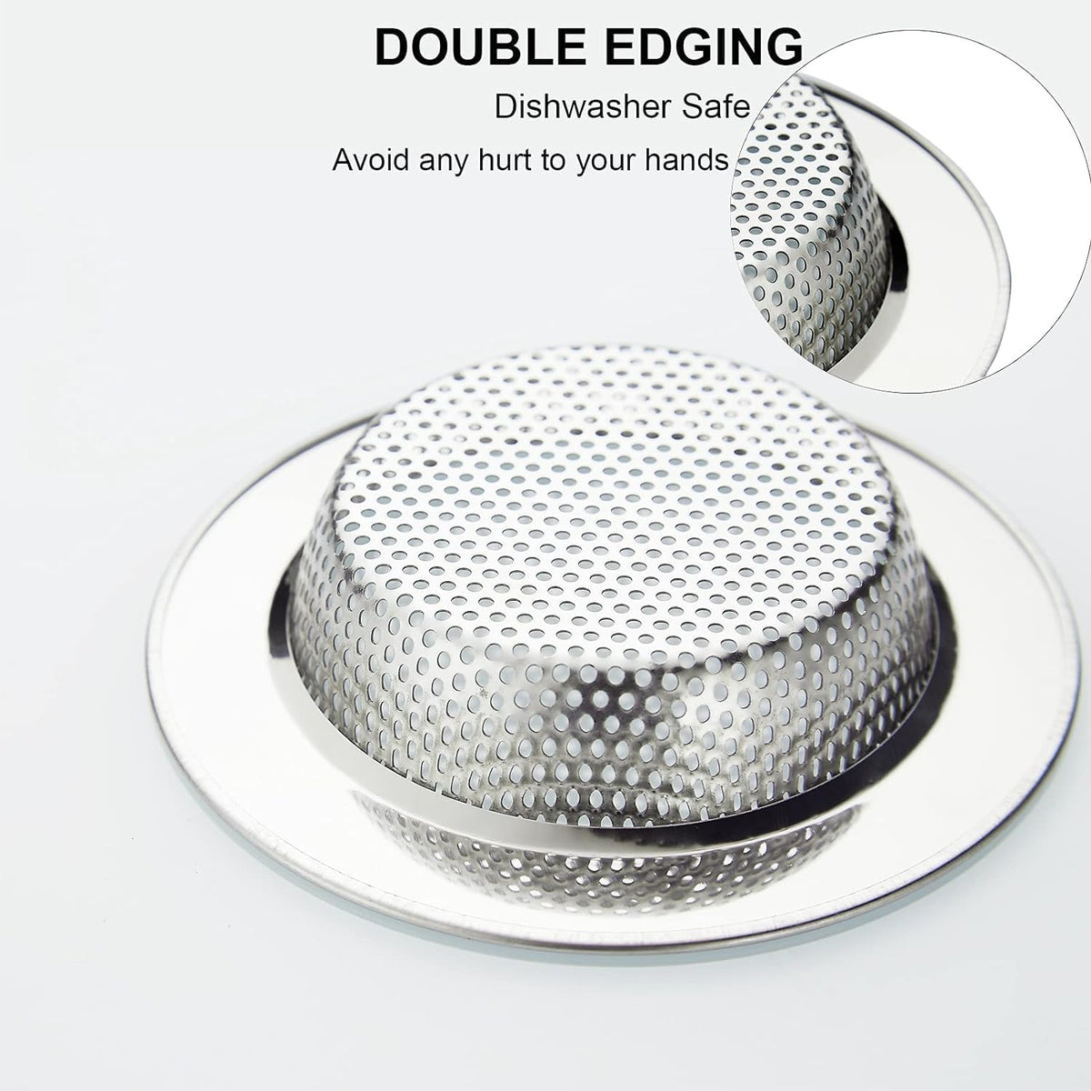 Kitchen Sink Strainer Stainless Steel, Kitchen Sink Drain Strainer, Sink Strainers for Kitchen Sinks with Large Wide Rim 4.5" Diameter
