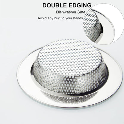 Kitchen Sink Strainer Stainless Steel, Kitchen Sink Drain Strainer, Sink Strainers for Kitchen Sinks with Large Wide Rim 4.5" Diameter