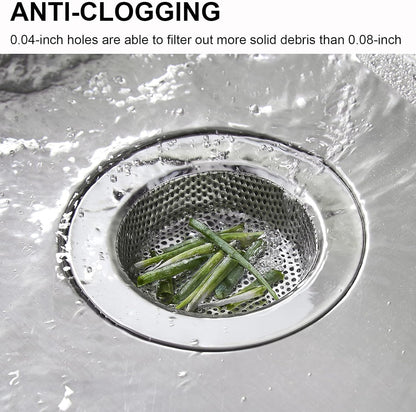 Kitchen Sink Strainer Stainless Steel, Kitchen Sink Drain Strainer, Sink Strainers for Kitchen Sinks with Large Wide Rim 4.5" Diameter
