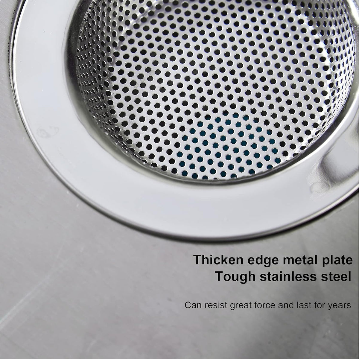 Kitchen Sink Strainer Stainless Steel, Kitchen Sink Drain Strainer, Sink Strainers for Kitchen Sinks with Large Wide Rim 4.5" Diameter