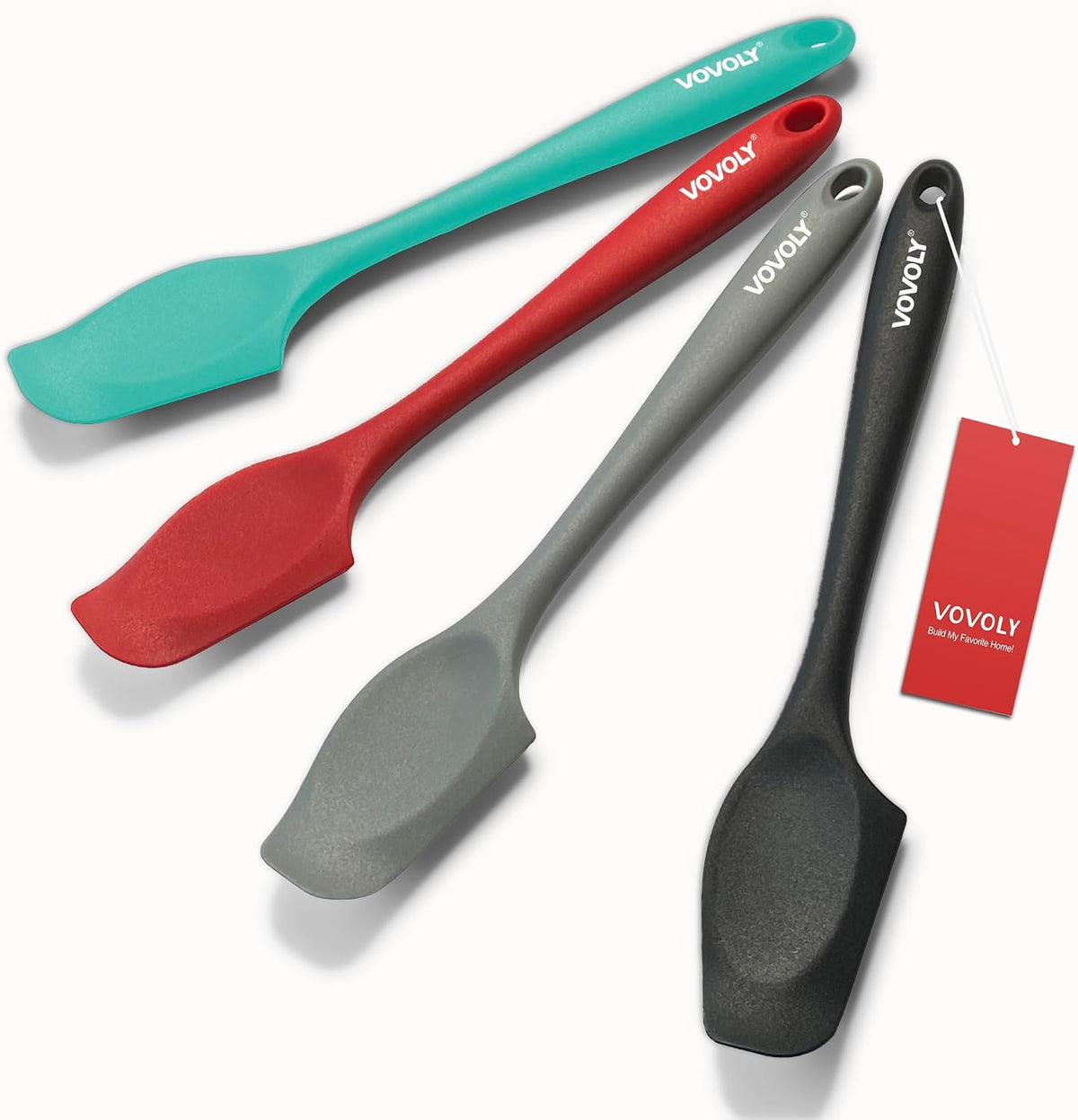 Mini Silicone Spatula, 8" Curved Small Spatula with Shallow Bowl, Mixed,4Pc
