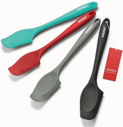 Mini Silicone Spatula, 8" Curved Small Spatula with Shallow Bowl, Mixed,4Pc