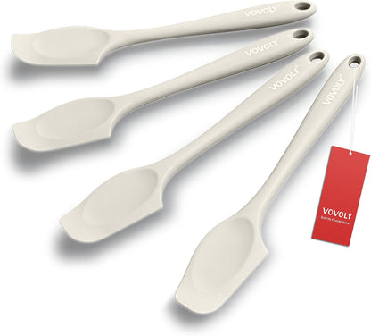 Mini Silicone Spatula, 8" Curved Small Spatula with Shallow Bowl, Mixed,4Pc