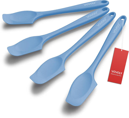 Mini Silicone Spatula, 8" Curved Small Spatula with Shallow Bowl, Mixed,4Pc