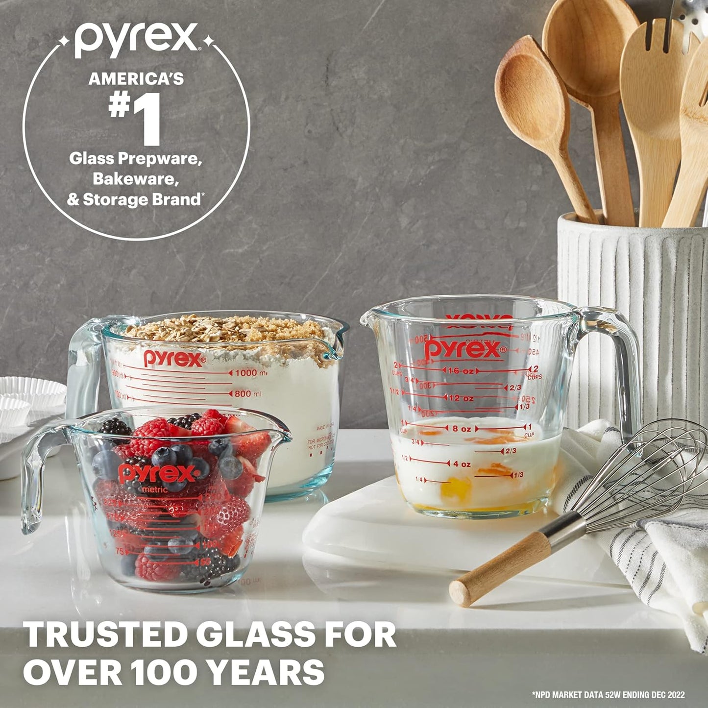 4-Cup Glass Measuring Cup For Baking and Cooking, Dishwasher, Freezer, Microwave, and Preheated Oven Safe, Essential Kitchen Tools