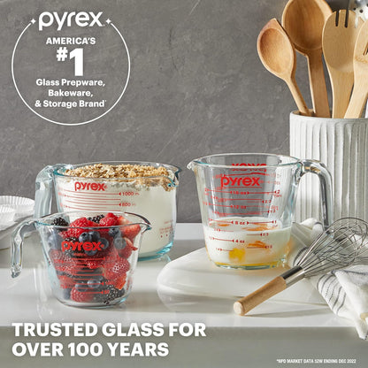 4-Cup Glass Measuring Cup For Baking and Cooking, Dishwasher, Freezer, Microwave, and Preheated Oven Safe, Essential Kitchen Tools