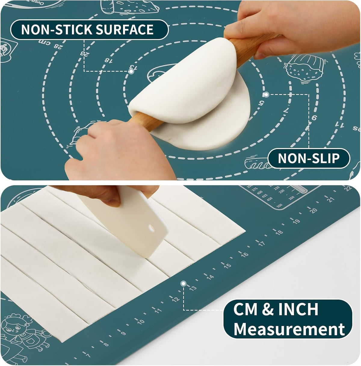 Mom Theme 26"x16" Extra Thick Silicone Baking Mat for Pastry