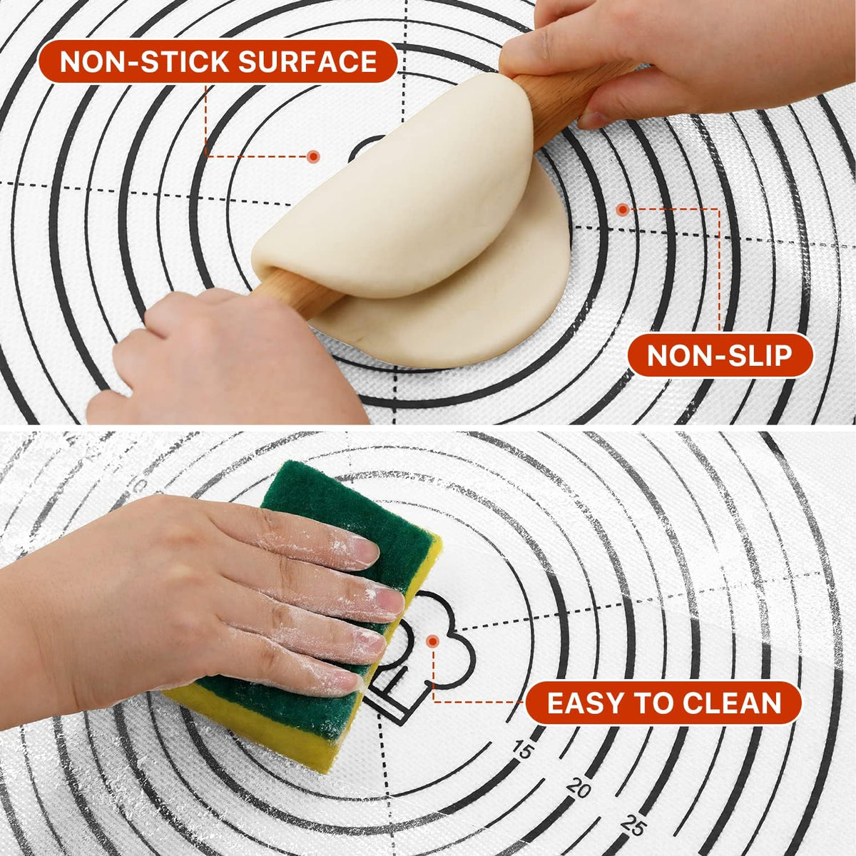 Mom Theme 26"x16" Extra Thick Silicone Baking Mat for Pastry