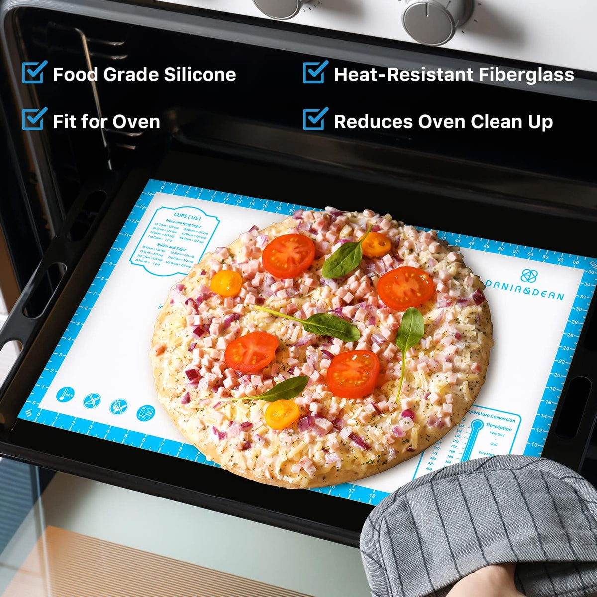 Mom Theme 26"x16" Extra Thick Silicone Baking Mat for Pastry