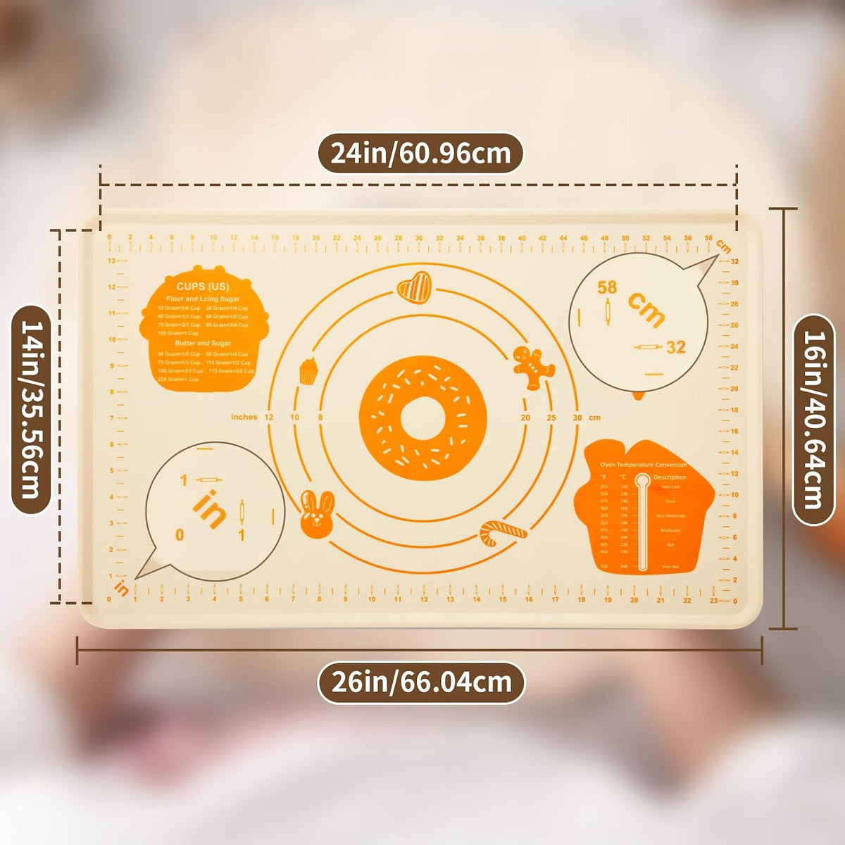 Mom Theme 26"x16" Extra Thick Silicone Baking Mat for Pastry