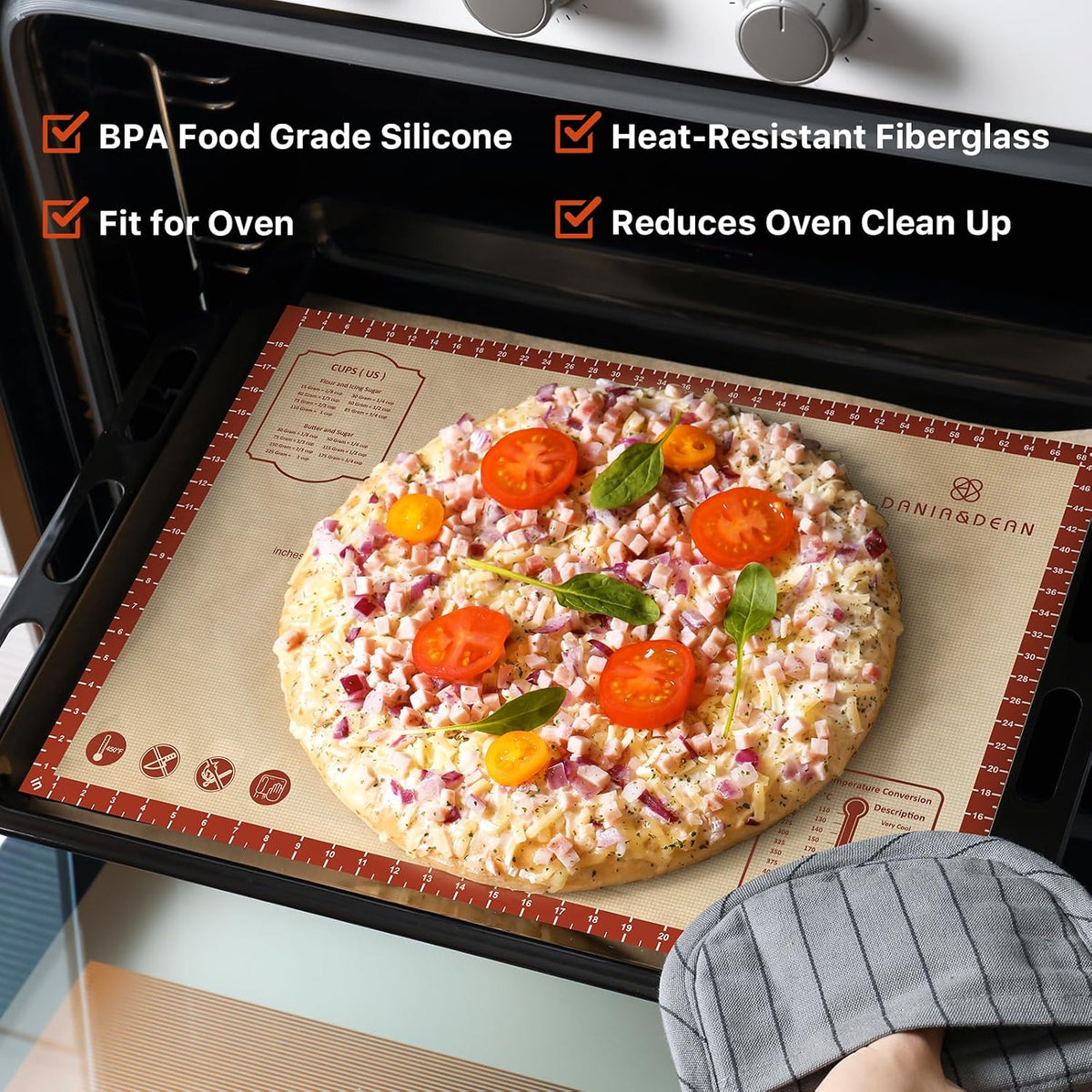 Mom Theme 26"x16" Extra Thick Silicone Baking Mat for Pastry