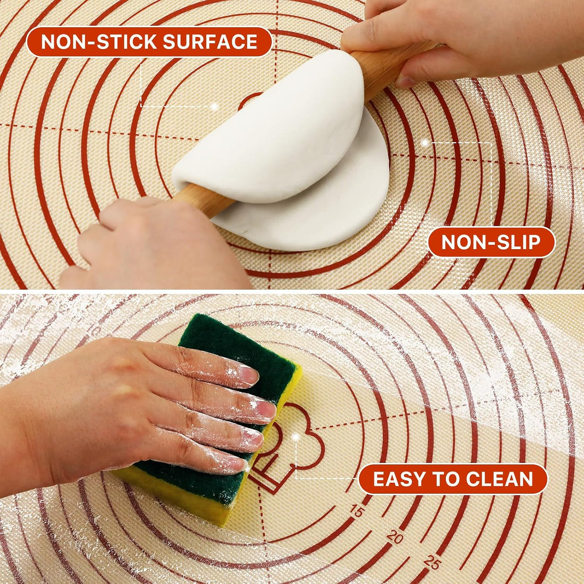 Mom Theme 26"x16" Extra Thick Silicone Baking Mat for Pastry