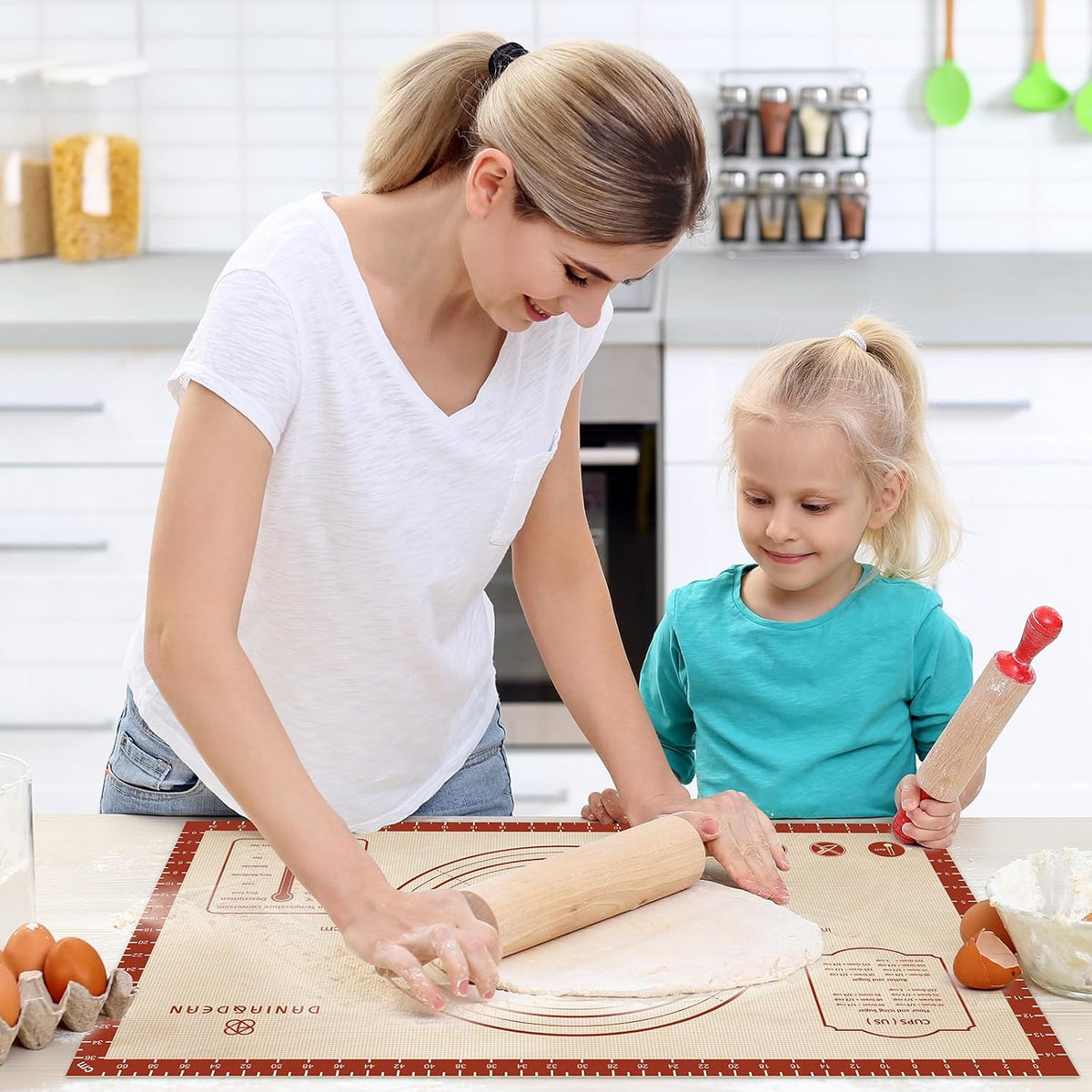Mom Theme 26"x16" Extra Thick Silicone Baking Mat for Pastry