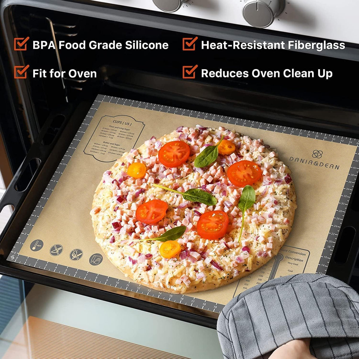 Mom Theme 26"x16" Extra Thick Silicone Baking Mat for Pastry